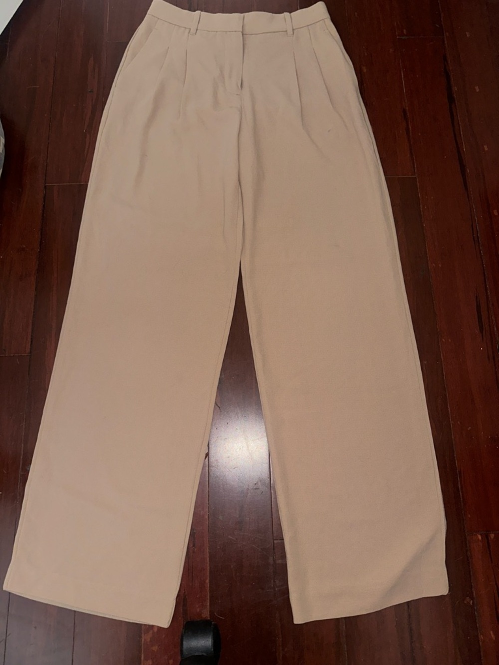 Ooh la Luxe High-Rise Straight-Leg Linen Pants in Light Rose Beige Size Large